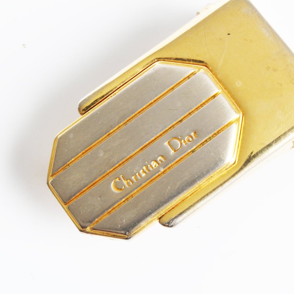 Christian Dior Belt Buckle Gold Silver Metal Logo Mens Vintage Retro - Picture 2 of 5